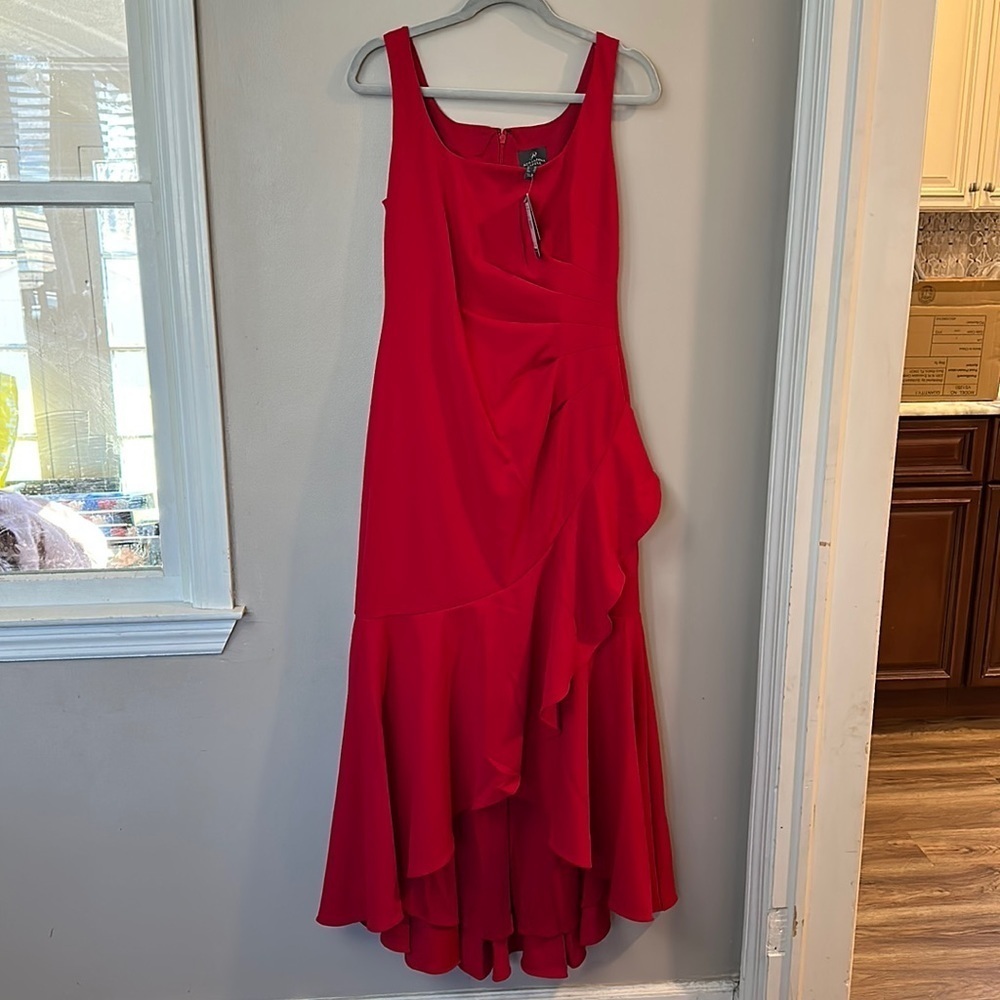 NWT Adrianna Papell Red Knit Crepe Mermaid Gown